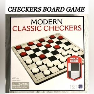 TCG toys Classic wood Checkers Board set 25 piece Game NWT